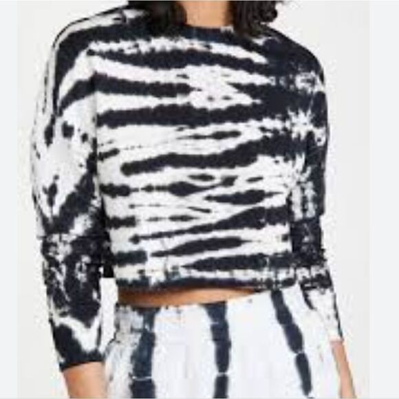 Monrow OVERSIZED Supersoft Painter Tie-Dye Boyfriend Sweatshirt Size XS Crop Top - Picture 5 of 7